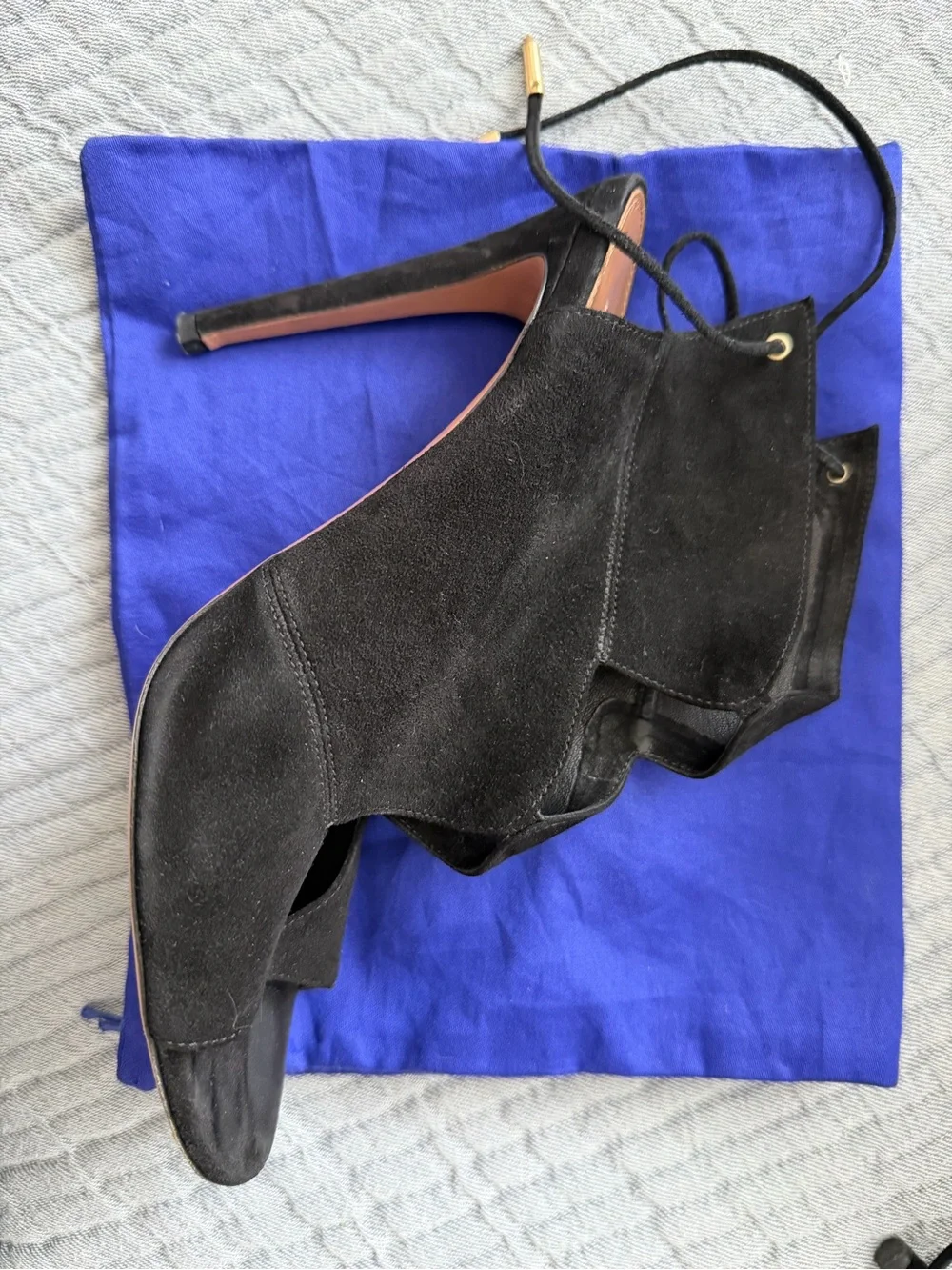 Aquazzura Black Suede Pasadena 105 Sandals Size 39